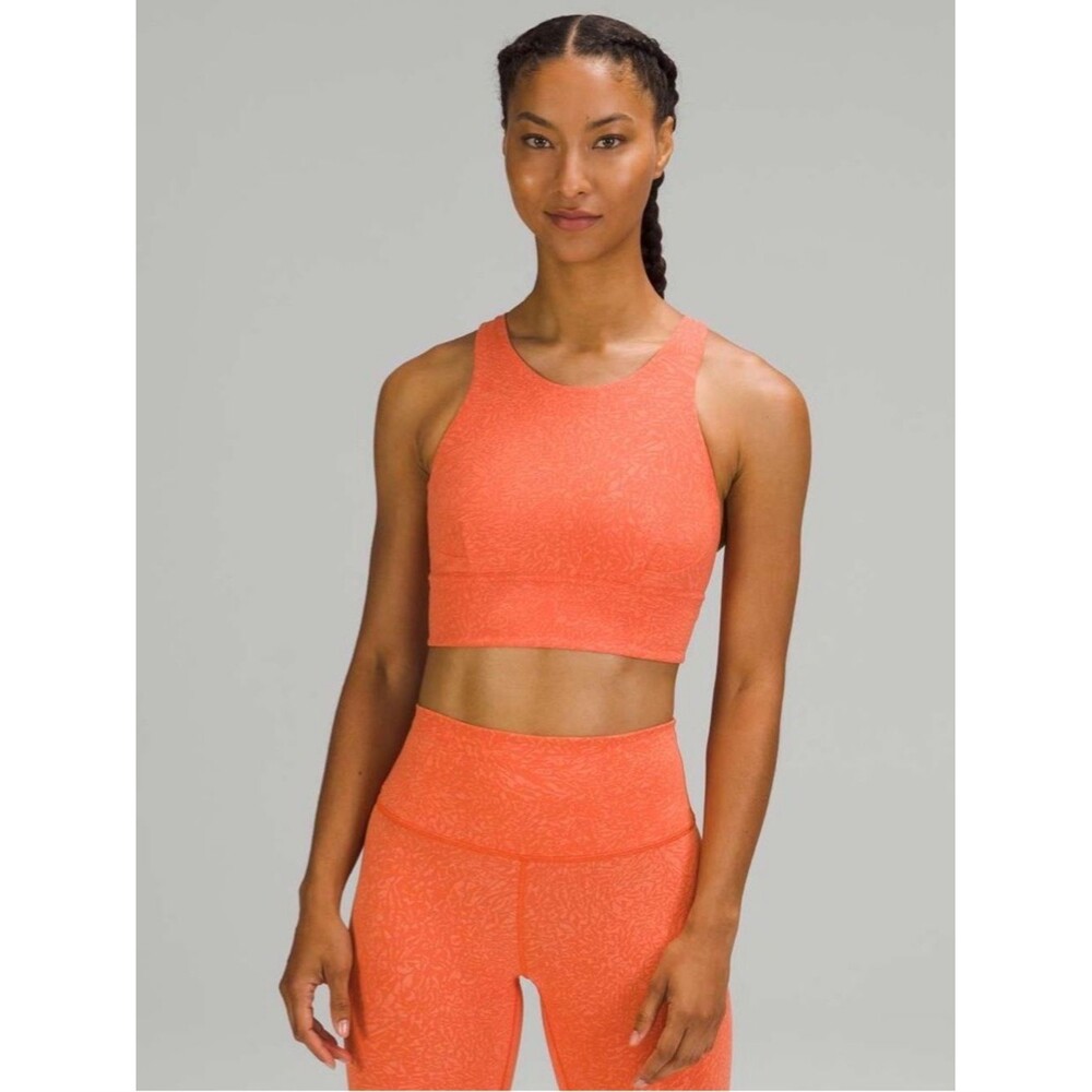 Lululemon Wunder Train Long-Line Sports Bra Warm Coral Sz 4